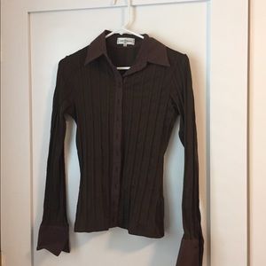 Anne Fontaine stretchy brown shirt size 6